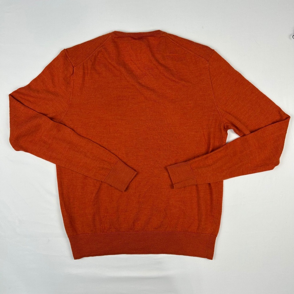 Polo Ralph Lauren Mens Orange Merino Wool V-Neck Sweater Custom‎ Fit Large L/G - Picture 8 of 11